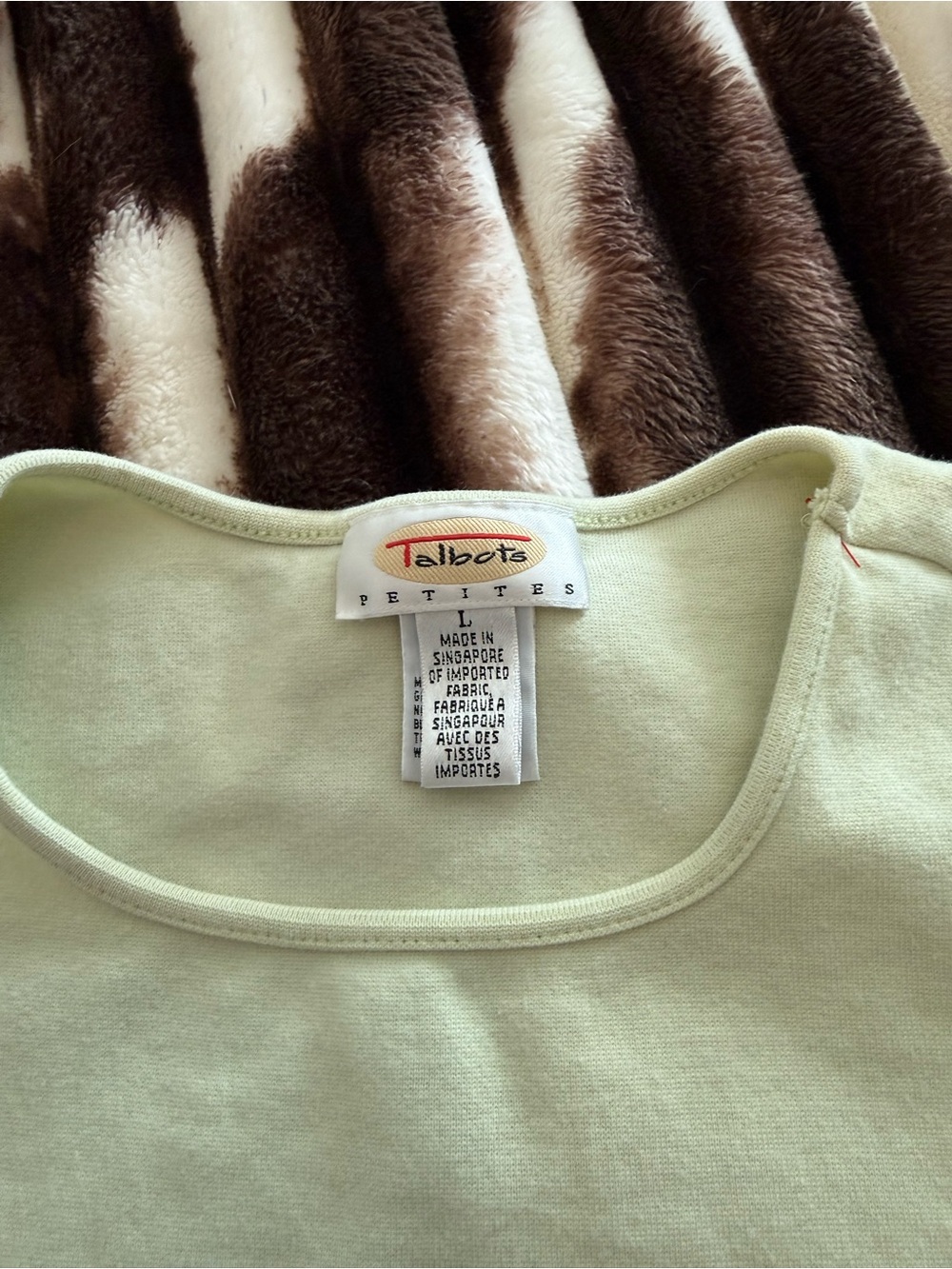 Talbots Petite Pale Green Scoop Shirt